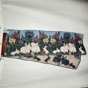 Vintage Spring Easter Bunny Floral Woven Holiday‎ Table Runner Tapestry 72"